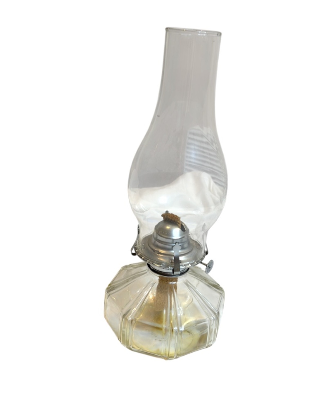 Vintage Clear Glass Oil Lamp Hurricane Lantern Kerosene Lamp Star Burner 13” Rus - Picture 2 of 6